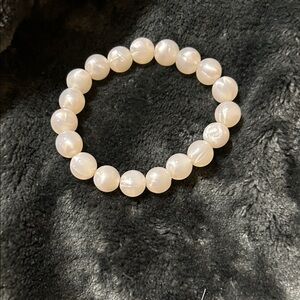 Elegant Cream Beaded Stretch Bracelet - Women Jewelry